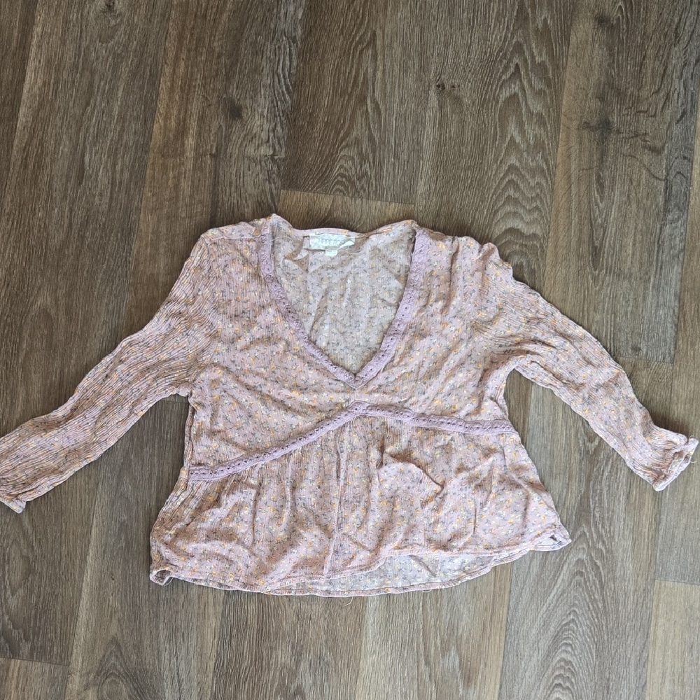 Hippie Rose Lavender Floral Peplum Blouse